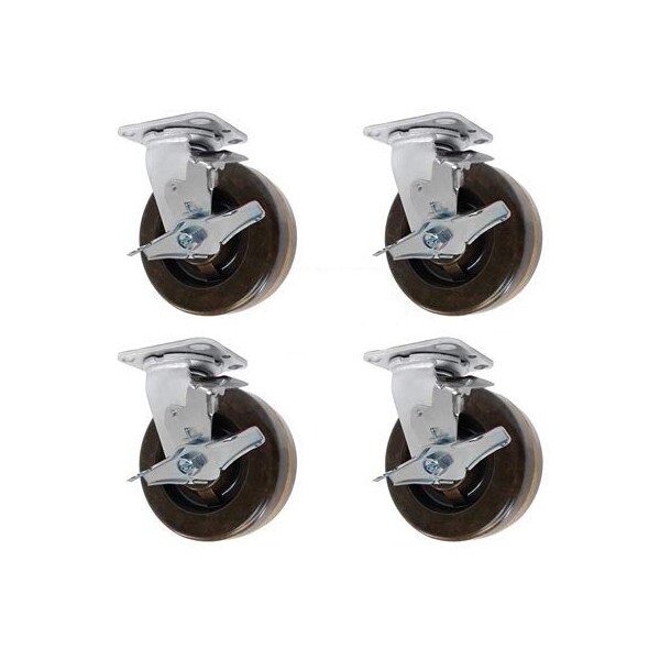 5"x2" HIGH Temperature PHENOLIC Wheel, Swivel Caster, 2, PK4